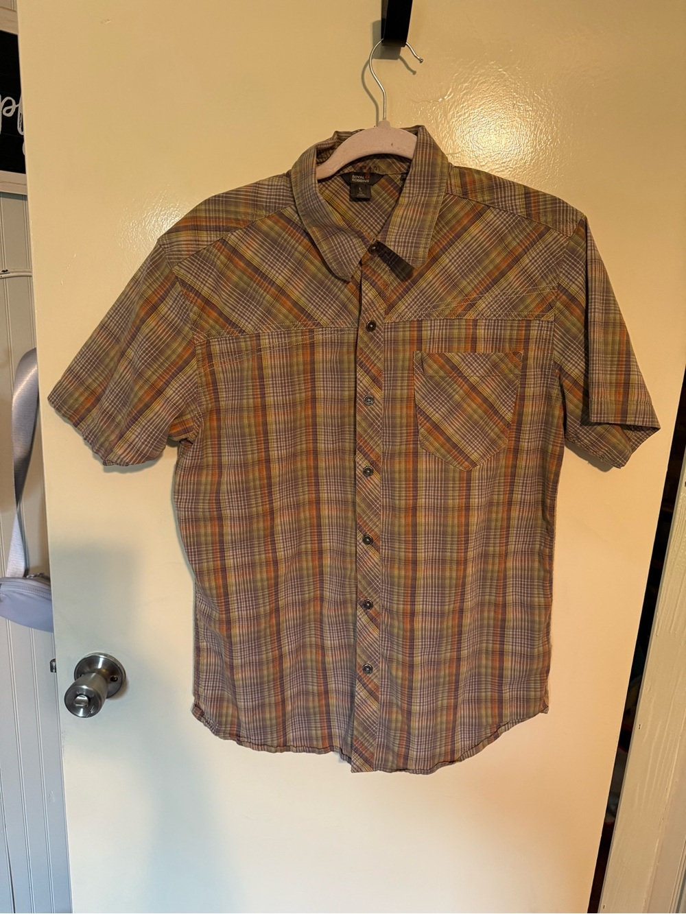Royal Robbins Men's Short-Sleeve Plaid Shirt - Brown - cotton/spandex